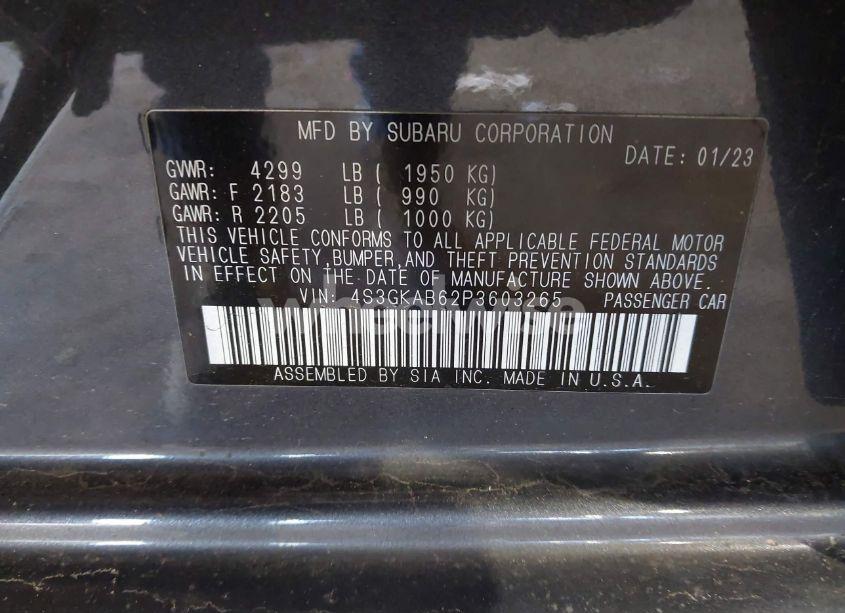 Photo 9 of 2023 Subaru Impreza BASE (VIN 4S3GKAB62P3603265)