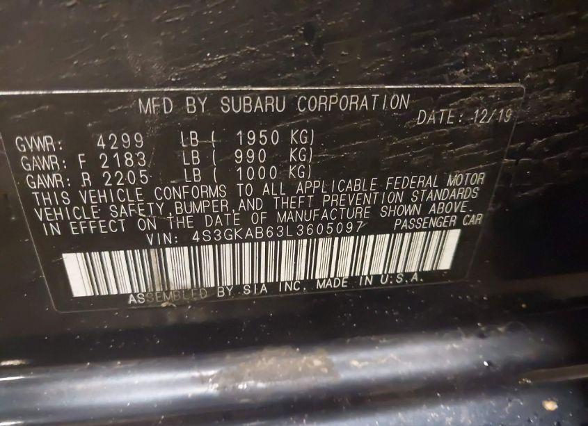 Photo 9 of 2020 Subaru Impreza SEDAN (VIN 4S3GKAB63L3605097)