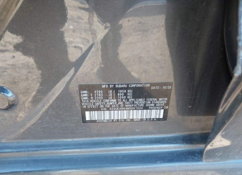 Photo 9 of 2021 Subaru Impreza SEDAN (VIN 4S3GKAB64M3601934)