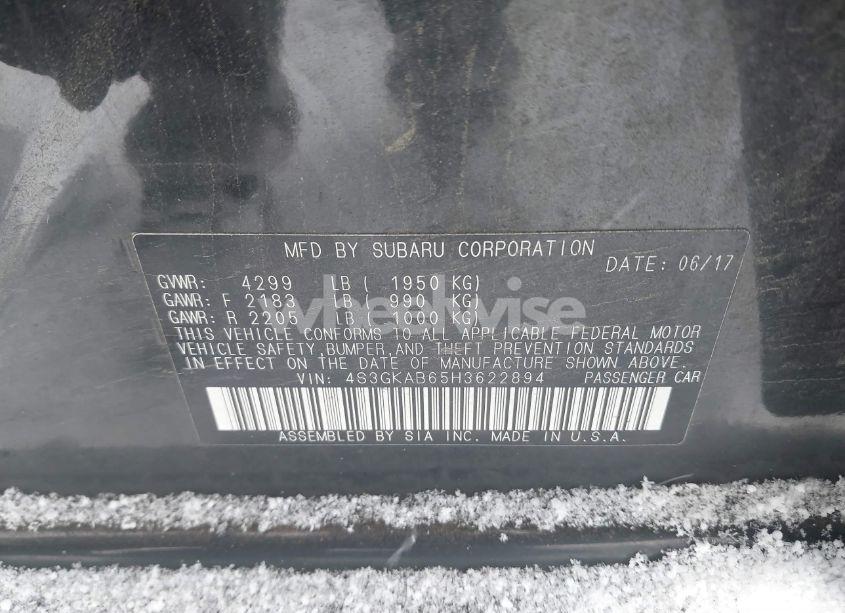 Photo 9 of 2017 Subaru Impreza 2.0I PREMIUM (VIN 4S3GKAB65H3622894)