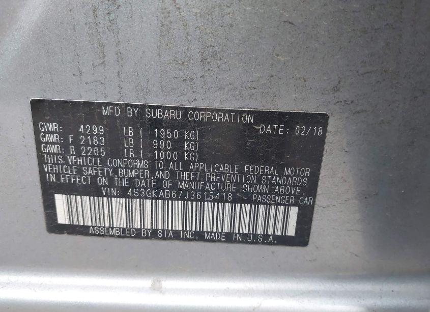 Photo 9 of 2018 Subaru Impreza 2.0I PREMIUM (VIN 4S3GKAB67J3615418)