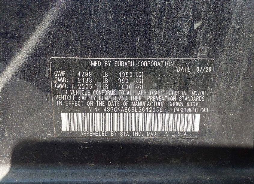 Photo 9 of 2020 Subaru Impreza SEDAN (VIN 4S3GKAB68L3612059)