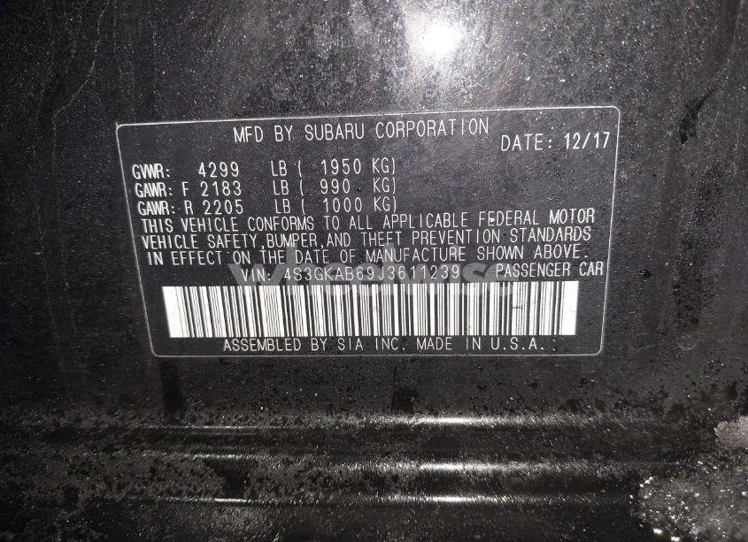 Photo 9 of 2018 Subaru Impreza 2.0I PREMIUM (VIN 4S3GKAB69J3611239)