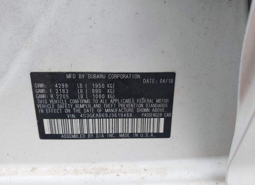 Photo 9 of 2018 Subaru Impreza 2.0I PREMIUM (VIN 4S3GKAB69J3619468)