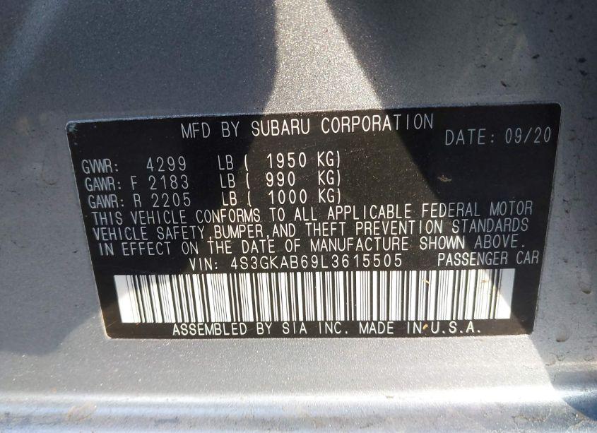 Photo 9 of 2020 Subaru Impreza SEDAN (VIN 4S3GKAB69L3615505)