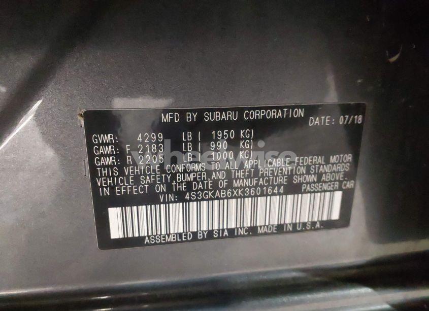 Photo 9 of 2019 Subaru Impreza 2.0I (VIN 4S3GKAB6XK3601644)