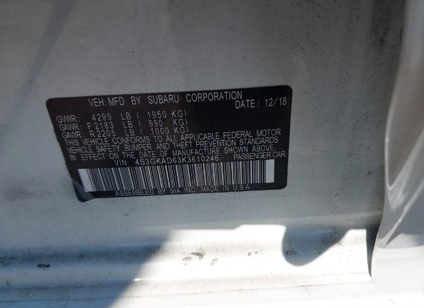 Photo 9 of 2019 Subaru Impreza 2.0I PREMIUM (VIN 4S3GKAD63K3610246)