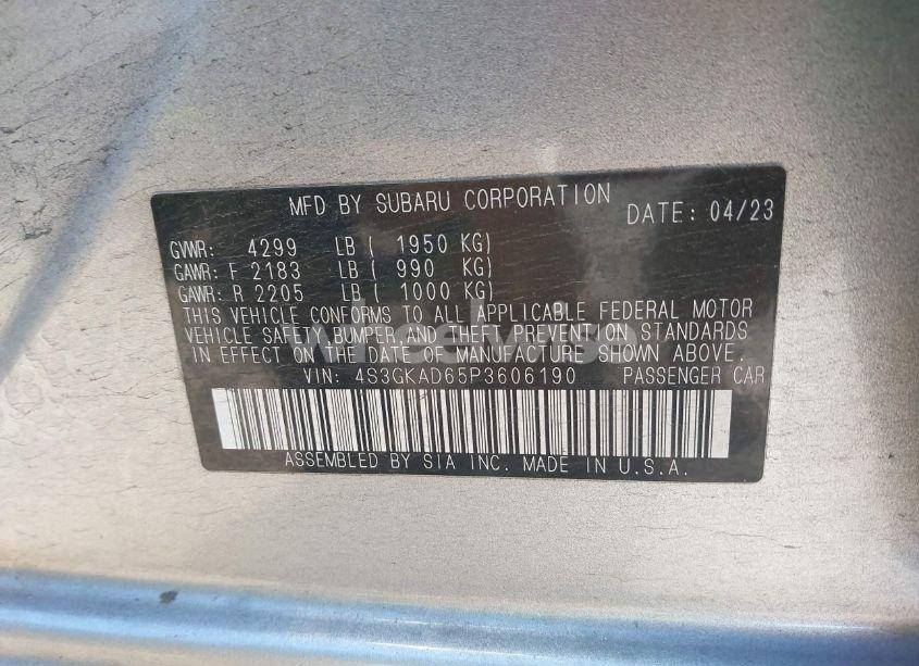 Photo 9 of 2023 Subaru Impreza PREMIUM (VIN 4S3GKAD65P3606190)