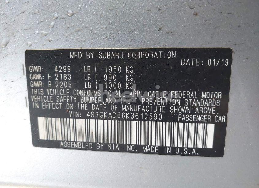 Photo 9 of 2019 Subaru Impreza 2.0I PREMIUM (VIN 4S3GKAD66K3612590)