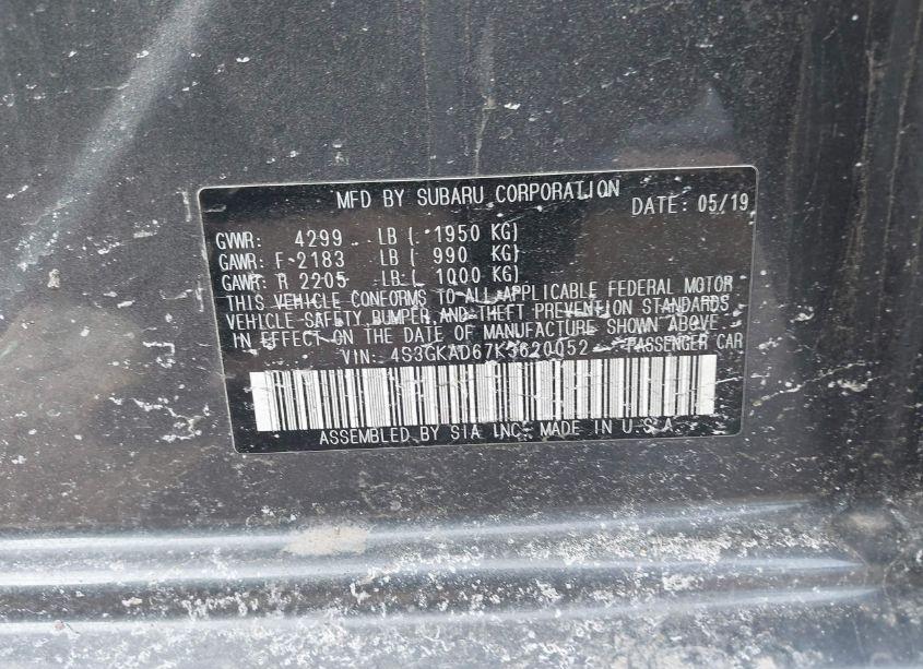 Photo 9 of 2019 Subaru Impreza 2.0I PREMIUM (VIN 4S3GKAD67K3620052)