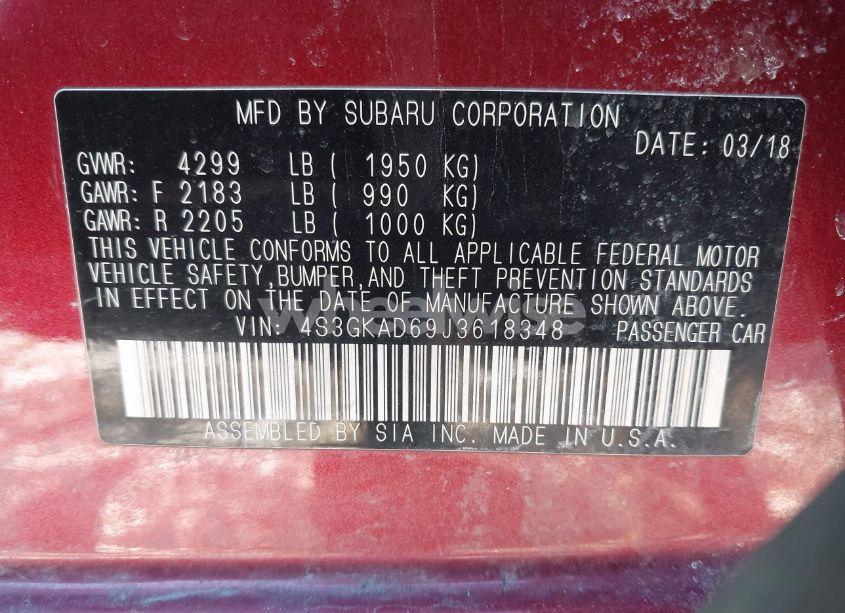Photo 9 of 2018 Subaru Impreza 2.0I PREMIUM (VIN 4S3GKAD69J3618348)