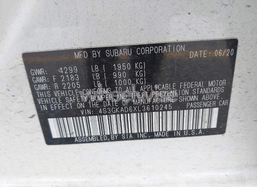 Photo 9 of 2020 Subaru Impreza PREMIUM (VIN 4S3GKAD6XL3610245)