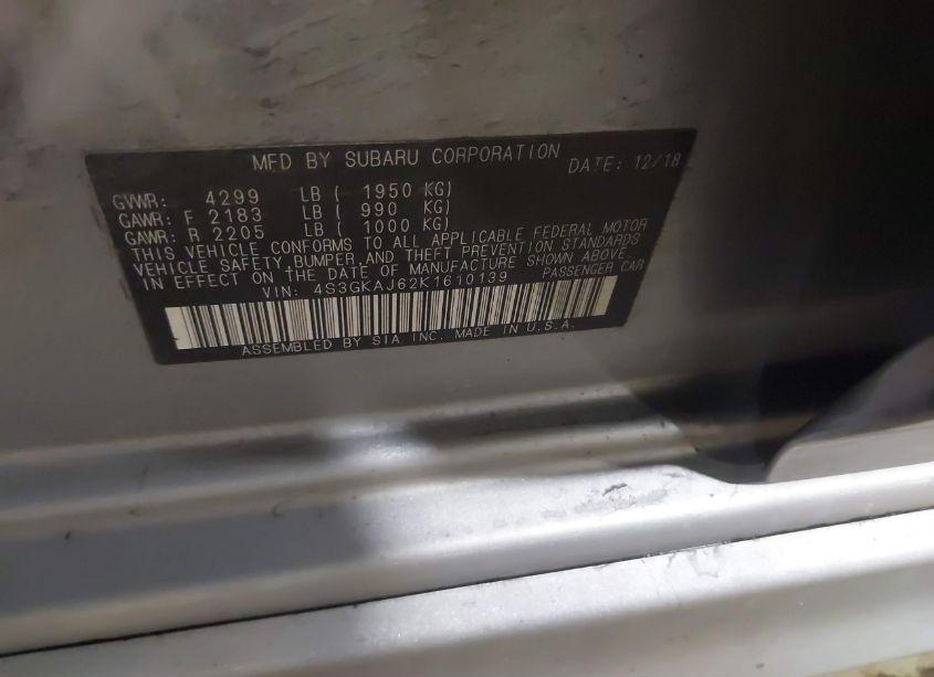 Photo 9 of 2019 Subaru Impreza 2.0I SPORT (VIN 4S3GKAJ62K1610139)