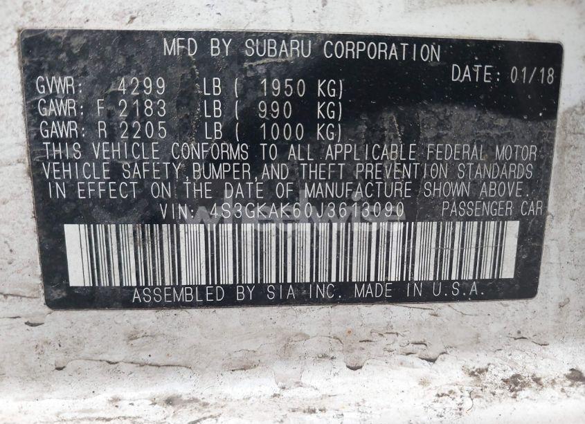 Photo 9 of 2018 Subaru Impreza 2.0I SPORT (VIN 4S3GKAK60J3613090)