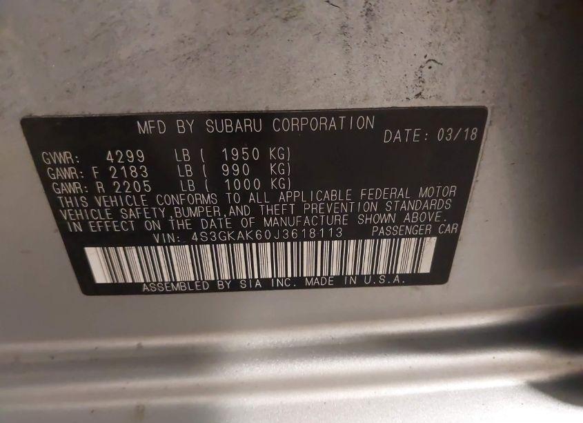 Photo 9 of 2018 Subaru Impreza 2.0I SPORT (VIN 4S3GKAK60J3618113)