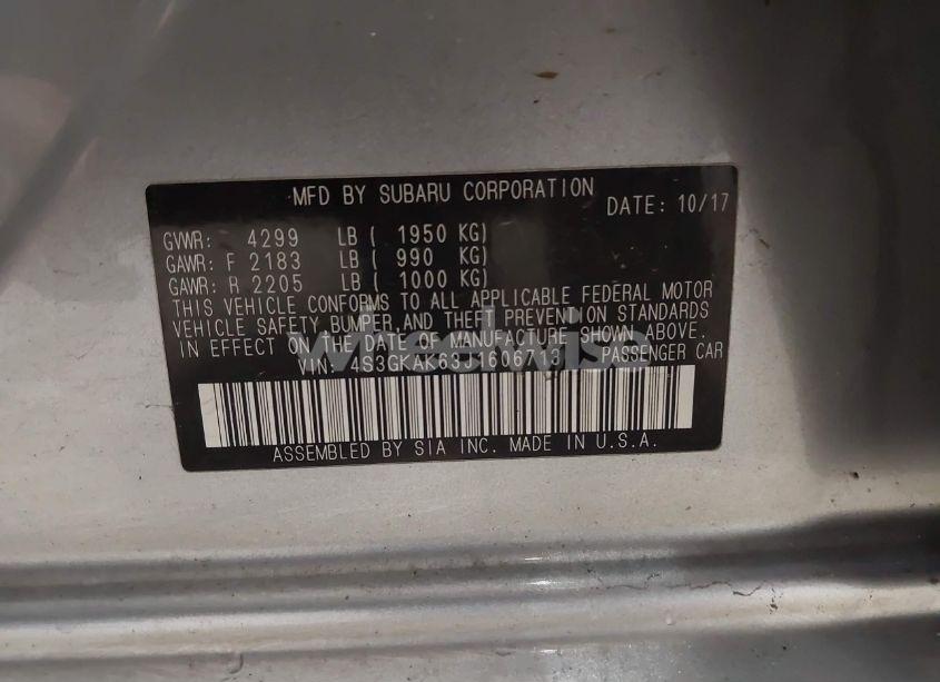 Photo 9 of 2018 Subaru Impreza 2.0I SPORT (VIN 4S3GKAK63J1606713)