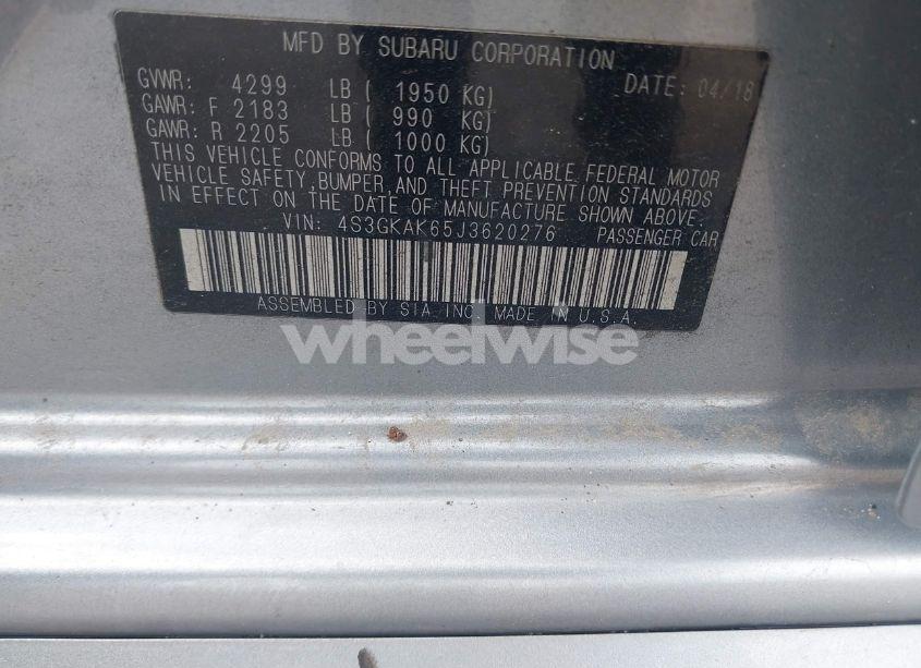 Photo 9 of 2018 Subaru Impreza 2.0I SPORT (VIN 4S3GKAK65J3620276)
