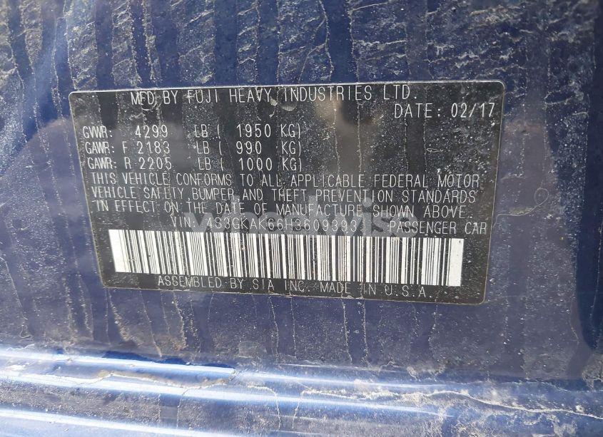 Photo 9 of 2017 Subaru Impreza 2.0I SPORT (VIN 4S3GKAK66H3609393)