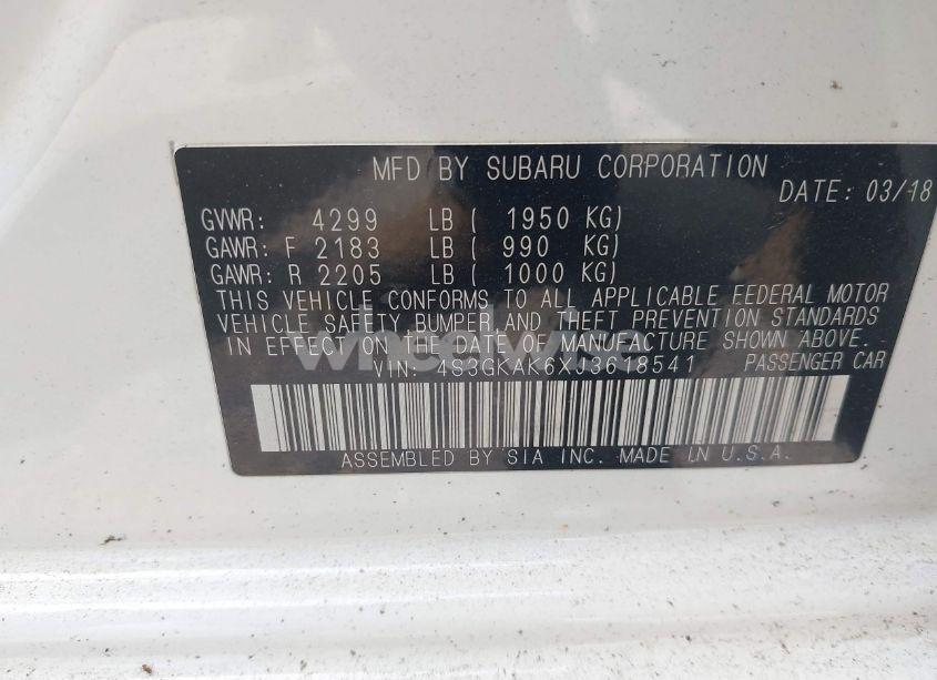 Photo 9 of 2018 Subaru Impreza 2.0I SPORT (VIN 4S3GKAK6XJ3618541)