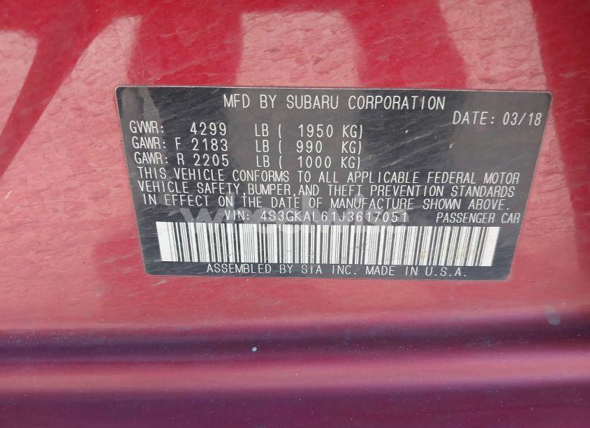 Photo 9 of 2018 Subaru Impreza 2.0I SPORT (VIN 4S3GKAL61J3617051)