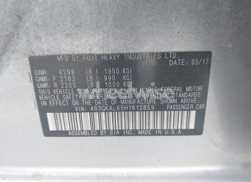 Photo 9 of 2017 Subaru Impreza 2.0I SPORT (VIN 4S3GKAL65H1612859)