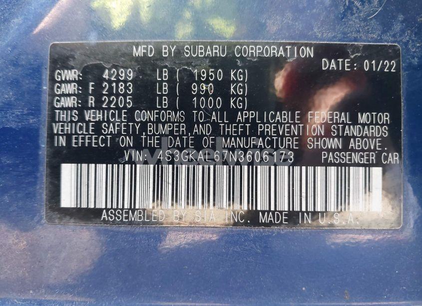 Photo 9 of 2022 Subaru Impreza SPORT (VIN 4S3GKAL67N3606173)