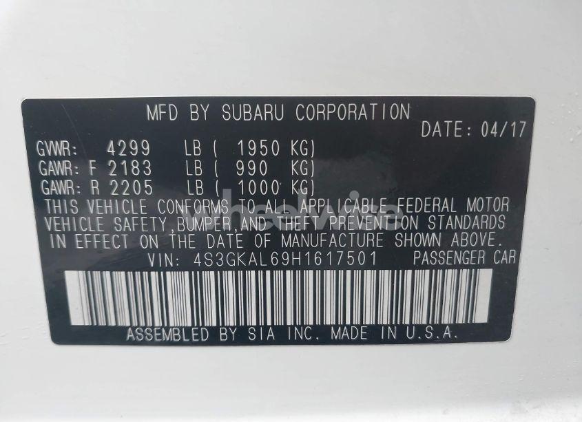 Photo 9 of 2017 Subaru Impreza 2.0I SPORT (VIN 4S3GKAL69H1617501)