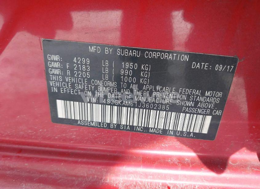 Photo 9 of 2018 Subaru Impreza 2.0I SPORT (VIN 4S3GKAM61J3602385)