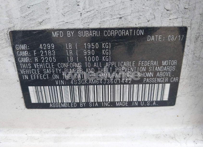 Photo 9 of 2018 Subaru Impreza 2.0I SPORT (VIN 4S3GKAM64J3601442)