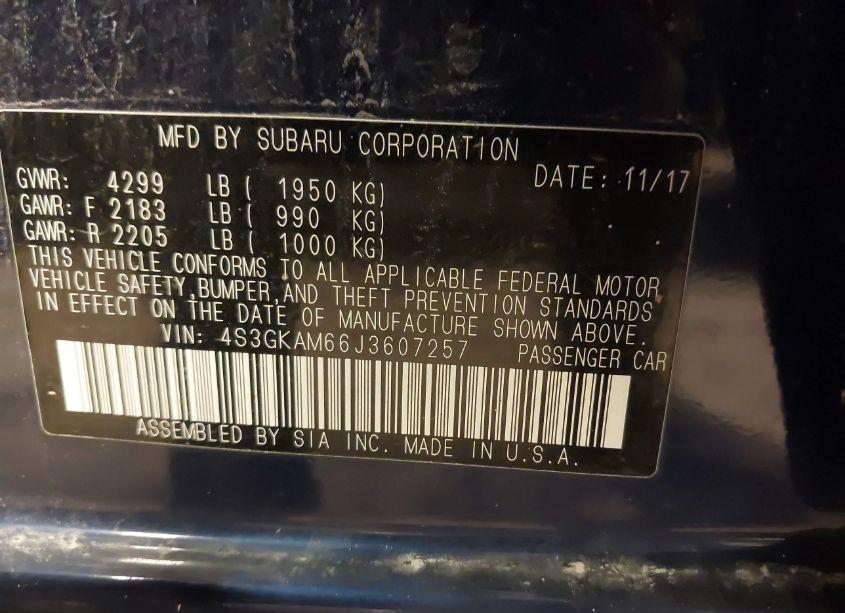 Photo 9 of 2018 Subaru Impreza 2.0I SPORT (VIN 4S3GKAM66J3607257)