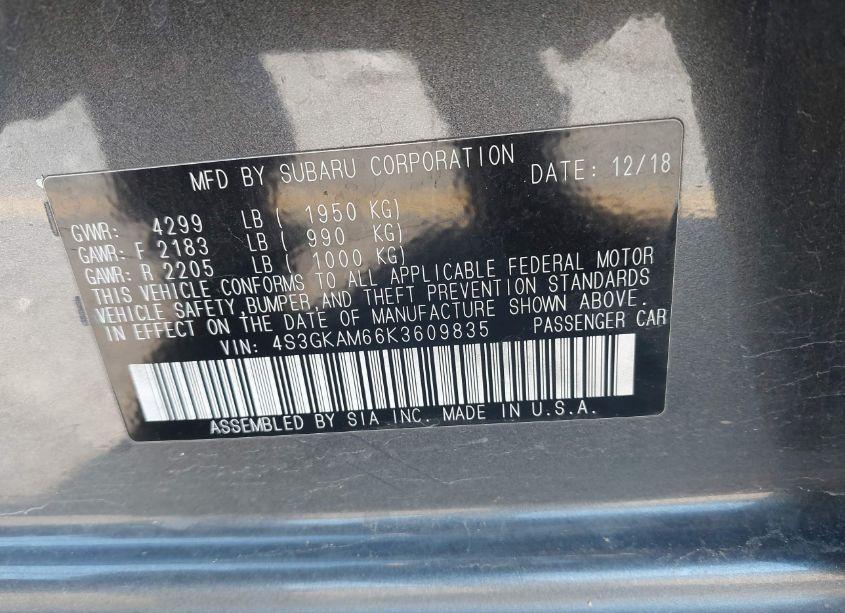 Photo 9 of 2019 Subaru Impreza 2.0I SPORT (VIN 4S3GKAM66K3609835)