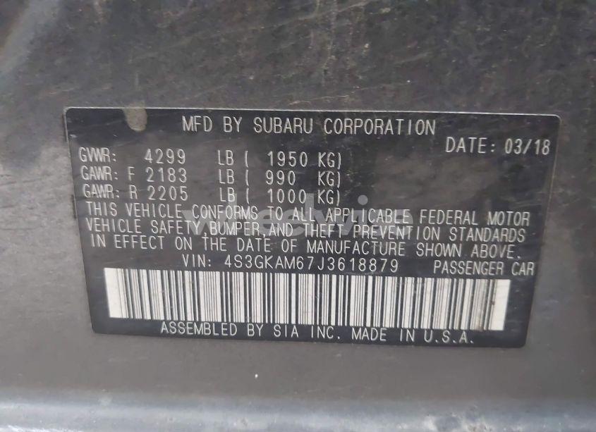 Photo 9 of 2018 Subaru Impreza 2.0I SPORT (VIN 4S3GKAM67J3618879)