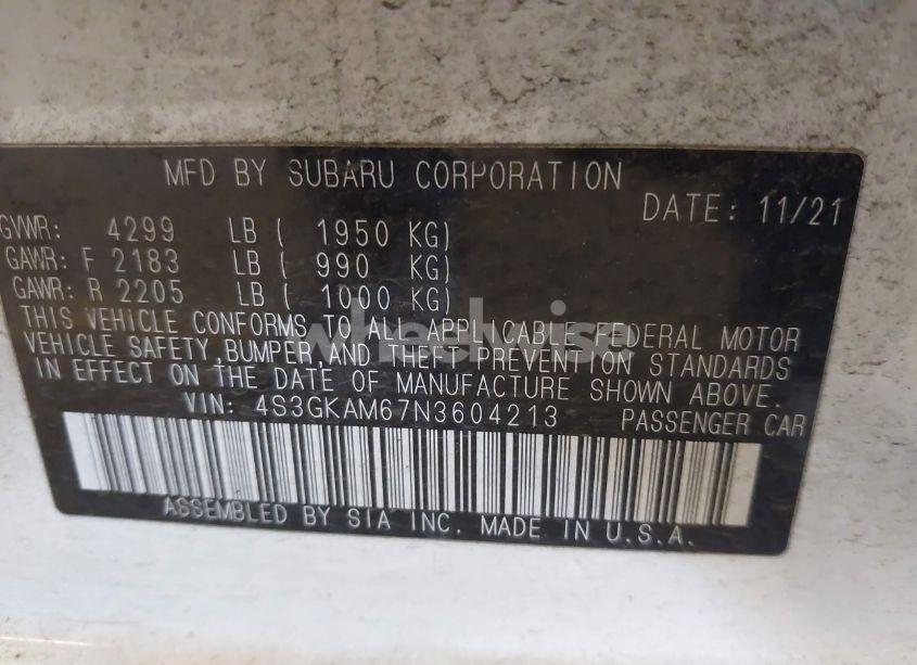 Photo 9 of 2022 Subaru Impreza SPORT (VIN 4S3GKAM67N3604213)