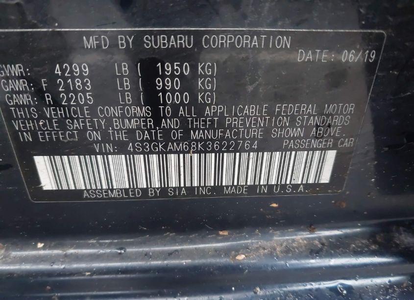 Photo 9 of 2019 Subaru Impreza 2.0I SPORT (VIN 4S3GKAM68K3622764)