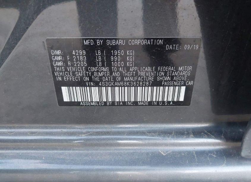 Photo 9 of 2019 Subaru Impreza 2.0I SPORT (VIN 4S3GKAM68K3628287)