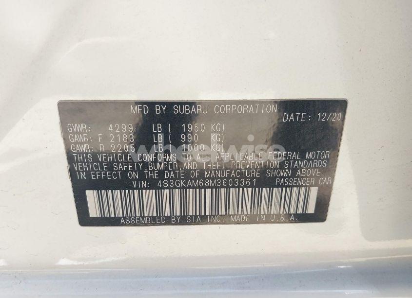 Photo 9 of 2021 Subaru Impreza SPORT (VIN 4S3GKAM68M3603361)