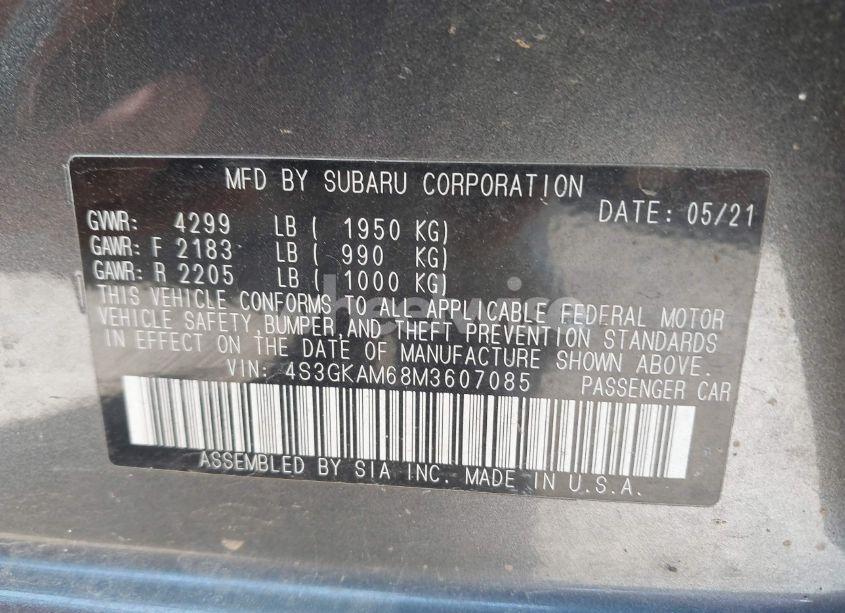 Photo 9 of 2021 Subaru Impreza SPORT (VIN 4S3GKAM68M3607085)