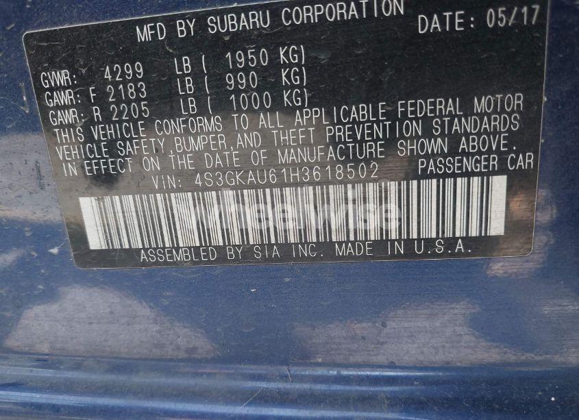 Photo 9 of 2017 Subaru Impreza 2.0I LIMITED (VIN 4S3GKAU61H3618502)