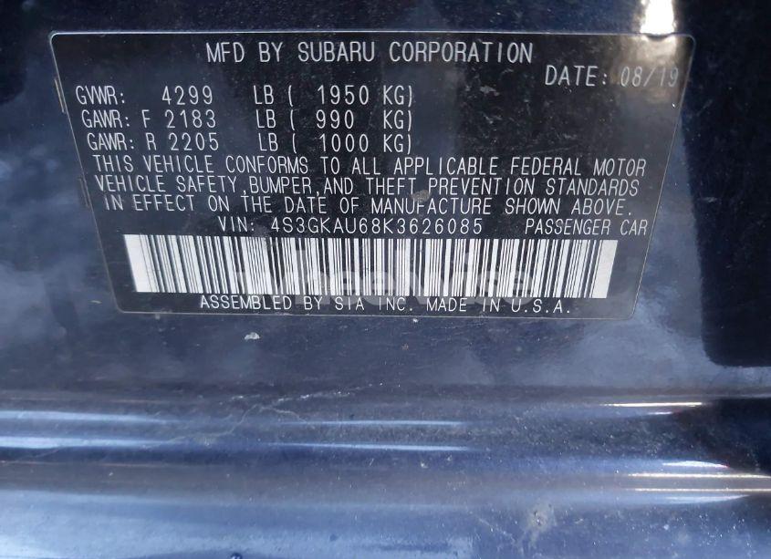 Photo 9 of 2019 Subaru Impreza 2.0I LIMITED (VIN 4S3GKAU68K3626085)