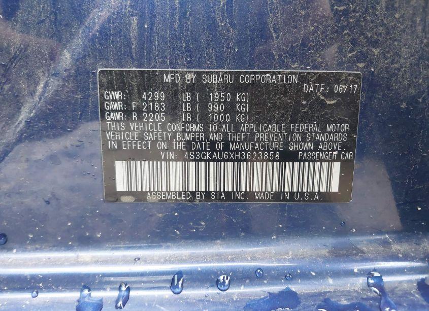 Photo 9 of 2017 Subaru Impreza 2.0I LIMITED (VIN 4S3GKAU6XH3623858)