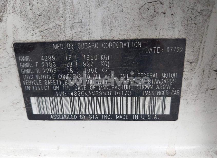 Photo 9 of 2022 Subaru Impreza PREMIUM (VIN 4S3GKAV69N3610173)