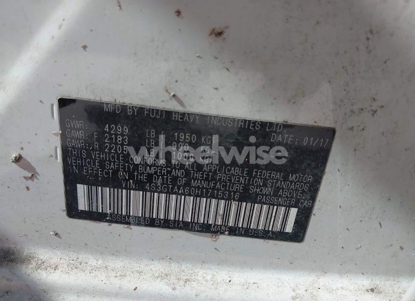 Photo 9 of 2017 Subaru Impreza 2.0I (VIN 4S3GTAA60H1715316)