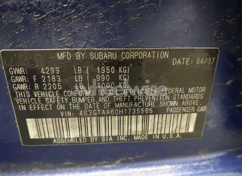 Photo 9 of 2017 Subaru Impreza 2.0I (VIN 4S3GTAA60H1735565)