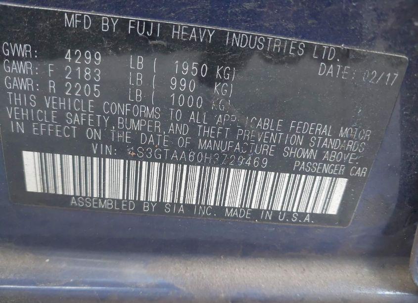 Photo 9 of 2017 Subaru Impreza 2.0I (VIN 4S3GTAA60H3720469)