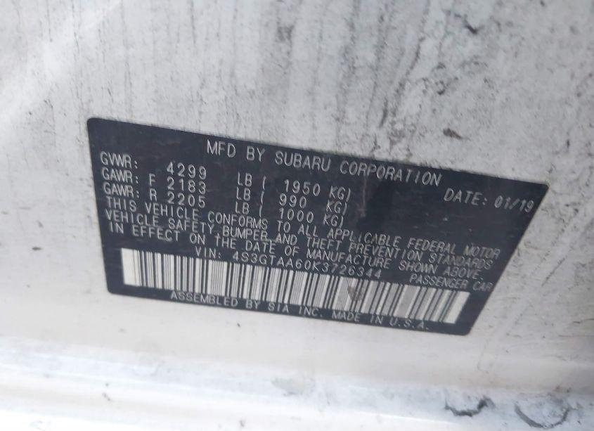 Photo 9 of 2019 Subaru Impreza 2.0I (VIN 4S3GTAA60K3726344)