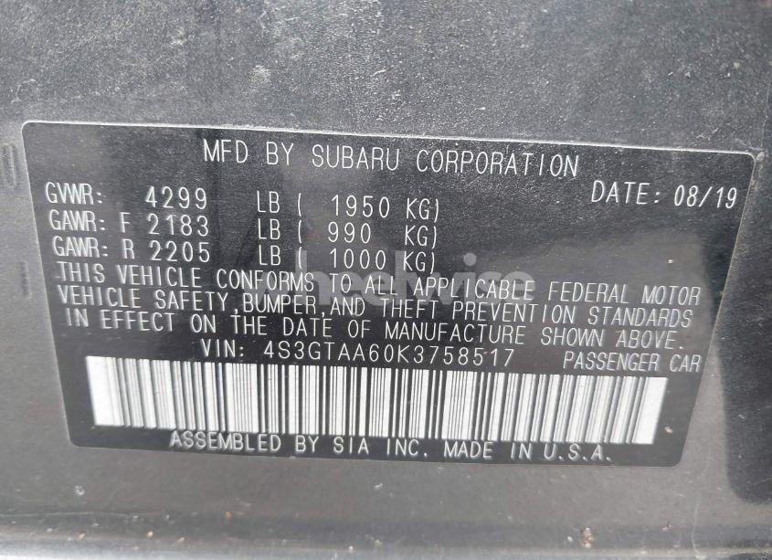 Photo 9 of 2019 Subaru Impreza 2.0I (VIN 4S3GTAA60K3758517)