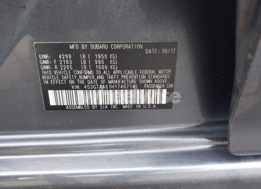 Photo 9 of 2017 Subaru Impreza 2.0I (VIN 4S3GTAA61H1748714)