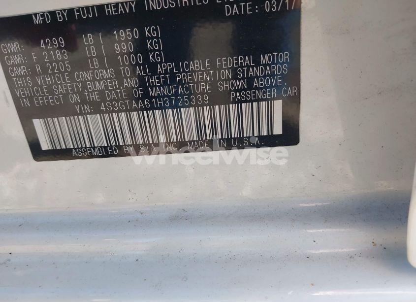 Photo 9 of 2017 Subaru Impreza 2.0I (VIN 4S3GTAA61H3725339)