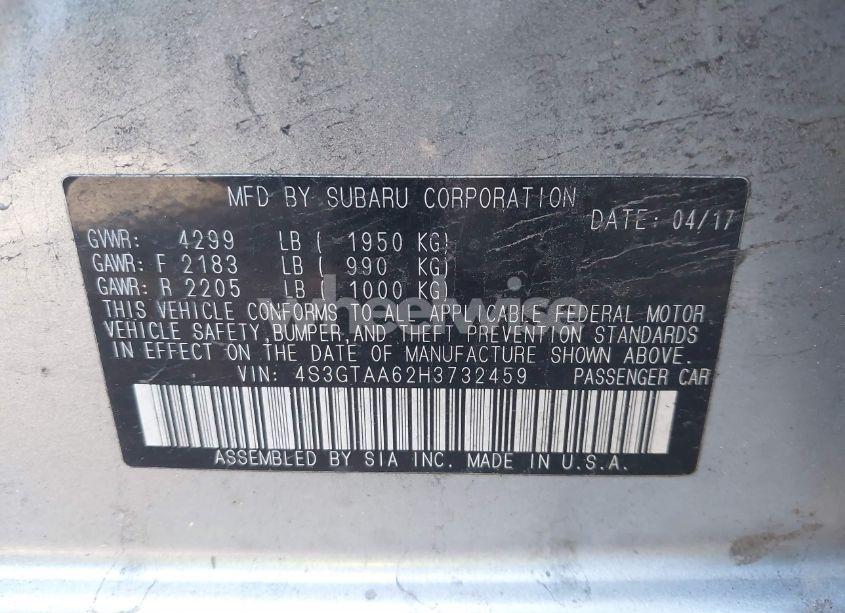 Photo 9 of 2017 Subaru Impreza 2.0I (VIN 4S3GTAA62H3732459)