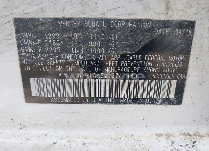 Photo 9 of 2018 Subaru Impreza 2.0I (VIN 4S3GTAA62J3741443)